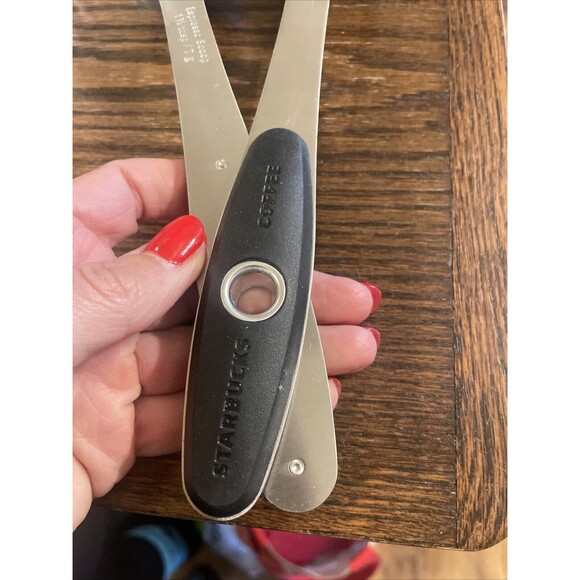 Starbucks Coffee Espresso Scoop Stainless 1.5 Tbsp /7G Black Swivel Handle Spoon - Picture 3 of 6